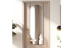 Otlsh 14"×48" Door Mirror,Arched Full Length Mirror, Over The Door, Arch Wall Mirror, Thin Frame, Aluminum Alloy, for Bedroom, Living Room, Entryway -Black