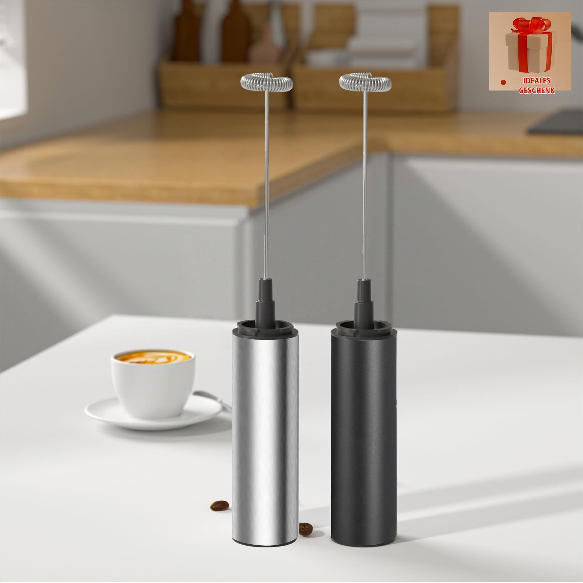 Wiederaufladbarer Hand-Milchaufschäumer Hand-Kaffeeaufschäumer mit USB 5