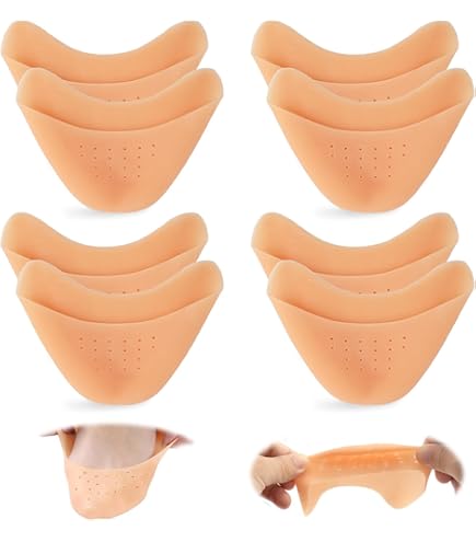 6 Pairs Silicone Toe Protector Covers - Breathable Gel Caps For Ball Of Foot, Metatarsal Pain Relief For Ballet, Running, Dress Shoes (Beige)