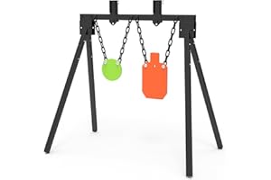 KNINE OUTDOORS AR500 Steel Target for Shooting Target Stand System Kit, 3/8" Thick 7"x 12" Silhouette Targets, 3/8" Thick 6" Gong Targets