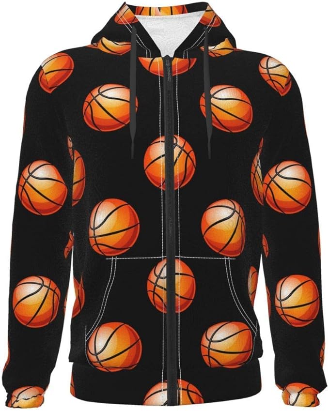 I Love Basketball Kids & Youth FullZip Fleece Hoodie Boys Print Hooded