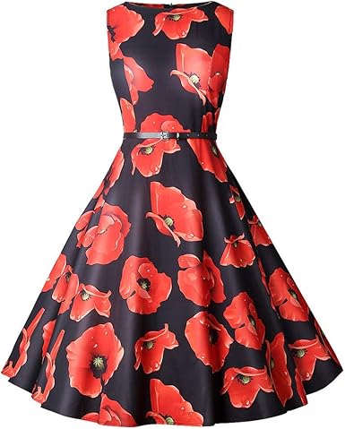 printed high waist and large swing evening dress