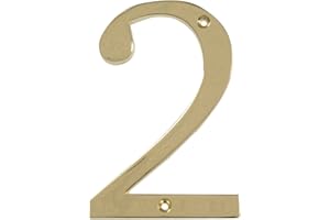 Distinctions by Hillman 843152 4-Inch Flush-Mount Polished Brass House Number 2