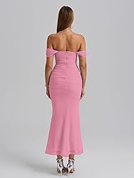 KUTUMAI Off The Shoulder Maxi Long Dress Corset