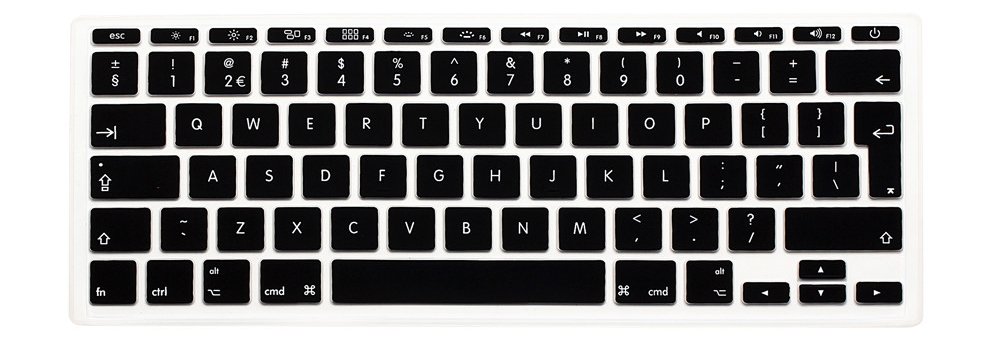 MMDW Enligh keyboard Cover Keyboard Protector for Macbook Air 11"11.6 Inch A1465 A1370 European/ISO Keyboard Layout Silicone Skin(Black)