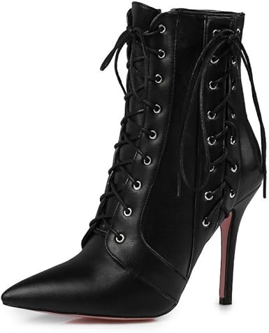 tie up black ankle boots