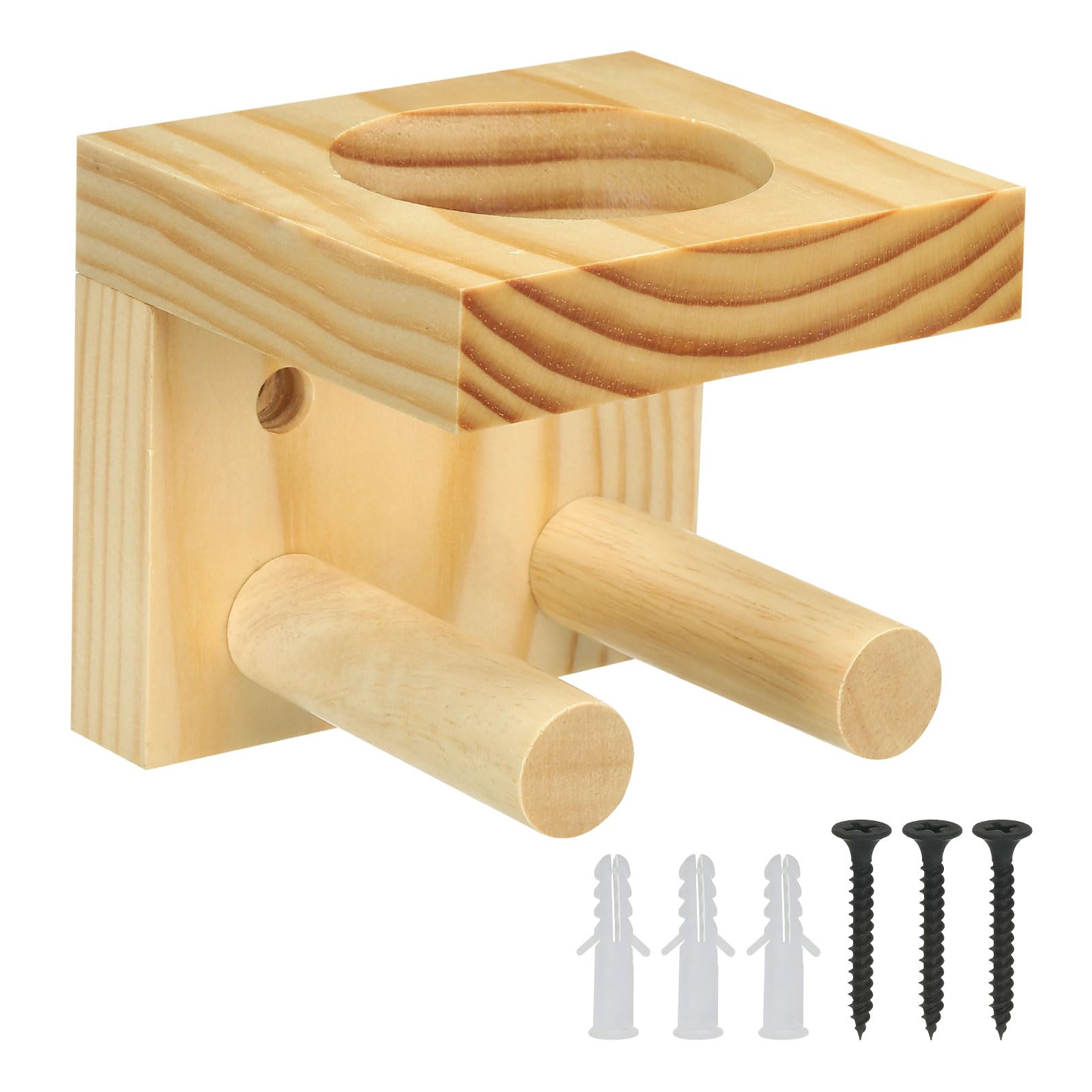 PATIKIL Baseball Bat Holder, Baseball Wall Mount Bat Holder Sports Display Wall Mount Softball Storage Hockey Stick, Wood Color