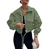 UEAL Womens Cropped Bomber Jacket 2026 Trendy Zip Up Lightweight Utility Anorak Coat With Pockets