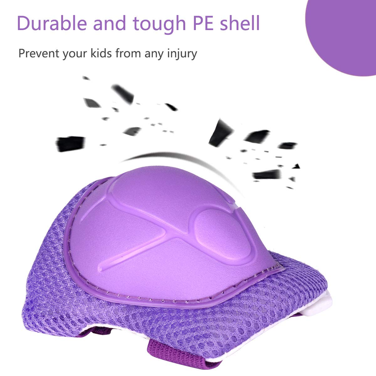 eNilecor Kid\'s Knee Pads Elbow Pads Wrist Guards for Skateboarding Cycling Inline Skating Roller Blading Protective Gear Pack of 6 (Purple)