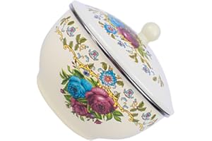 INOOMP Enamelware Rice Bowl with Cover Suitable for Soup, Porridge, and Side Dish Serving