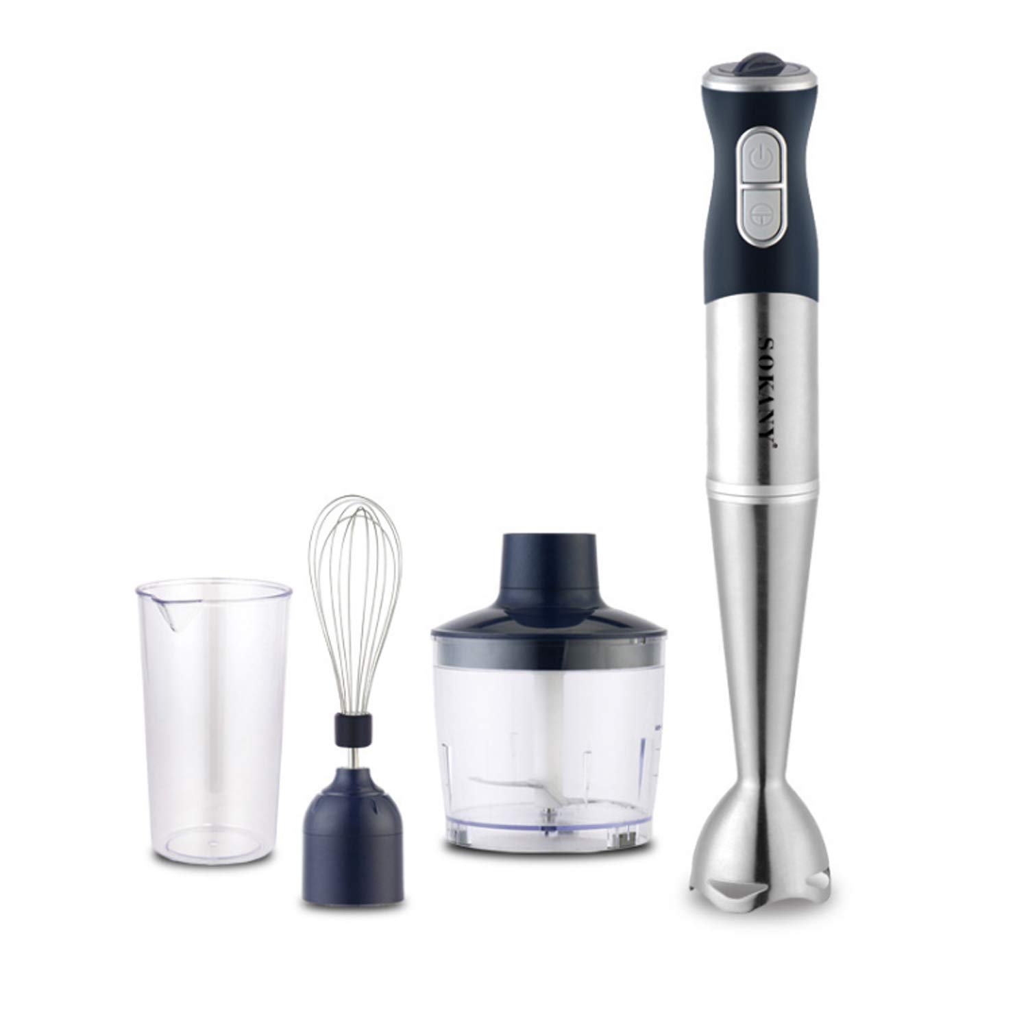 Multifunctional Hand Immersion Blender 4-in-1 Stainless Steel Stick Blender Food Processor Whisk Att