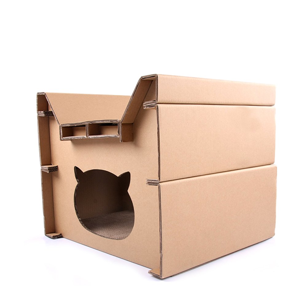 Darius Cat Scratcher Corrugated Scratching House DIY Style for Pet Lounge Toy or Bed Catnip Included