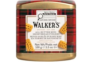 Walker's Shortbread Mini Fingers Tartan Tin – Traditional Pure Butter Scottish Shortbread Biscuits, 100 g