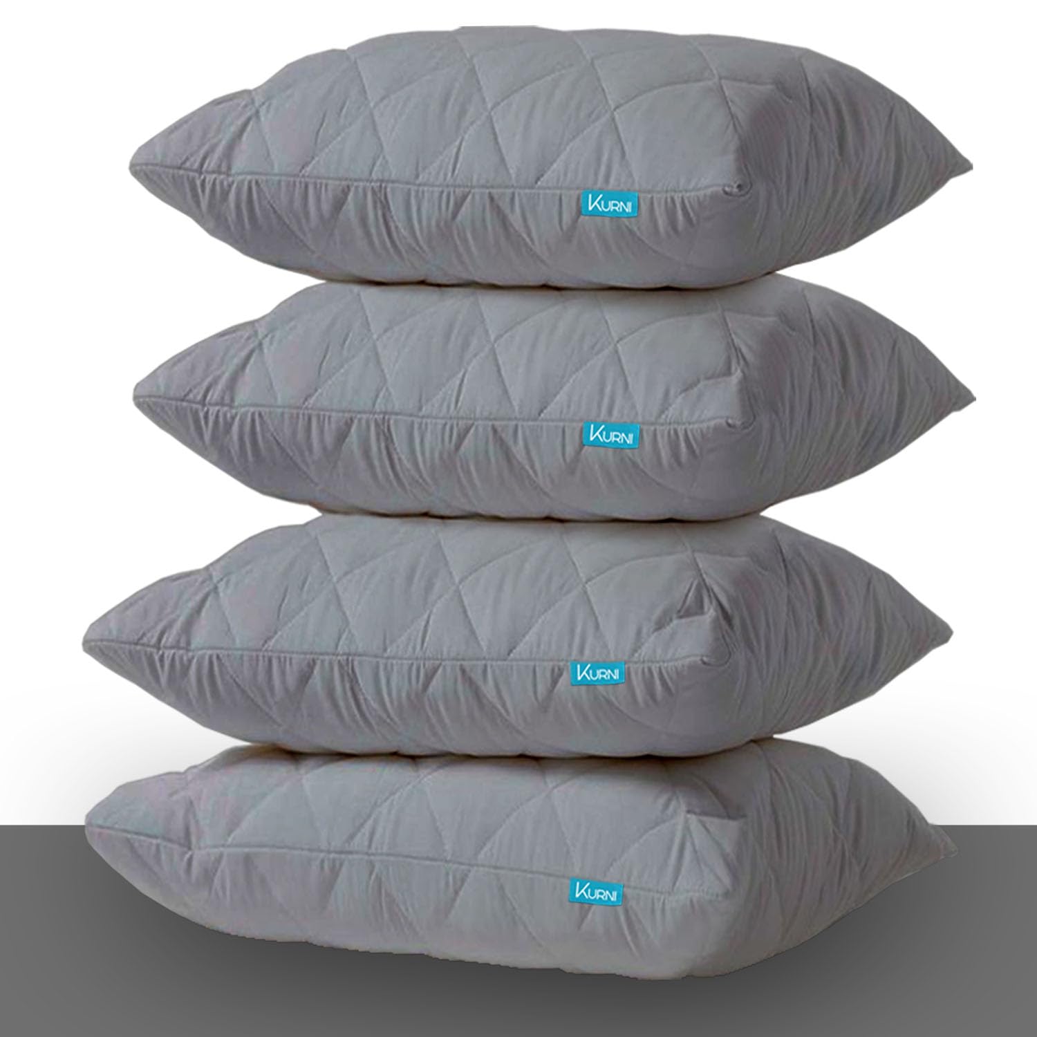 Pillow Protectors 4 Pack Cover Grey, Anti Allergy Zipped Pillows Protector, Quilted Pillow Case, Machine Washable, Dust & Mite Proof - 50 x 75cm