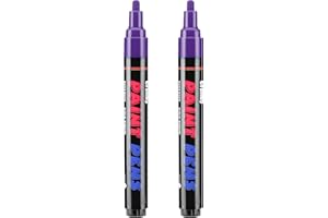 Craiiby Purple Paint Pens Paint Markers - 2 Pack Permanent Quick Dry Waterproof Marker Pens for Rocks Wood Fabric Plastic Canvas Glass Mugs Metal Tire Stone