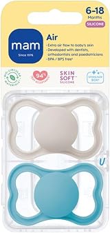 MAM Air Soothers 6-18 Months 2 Pack with Travel Case Blue Designs view 2