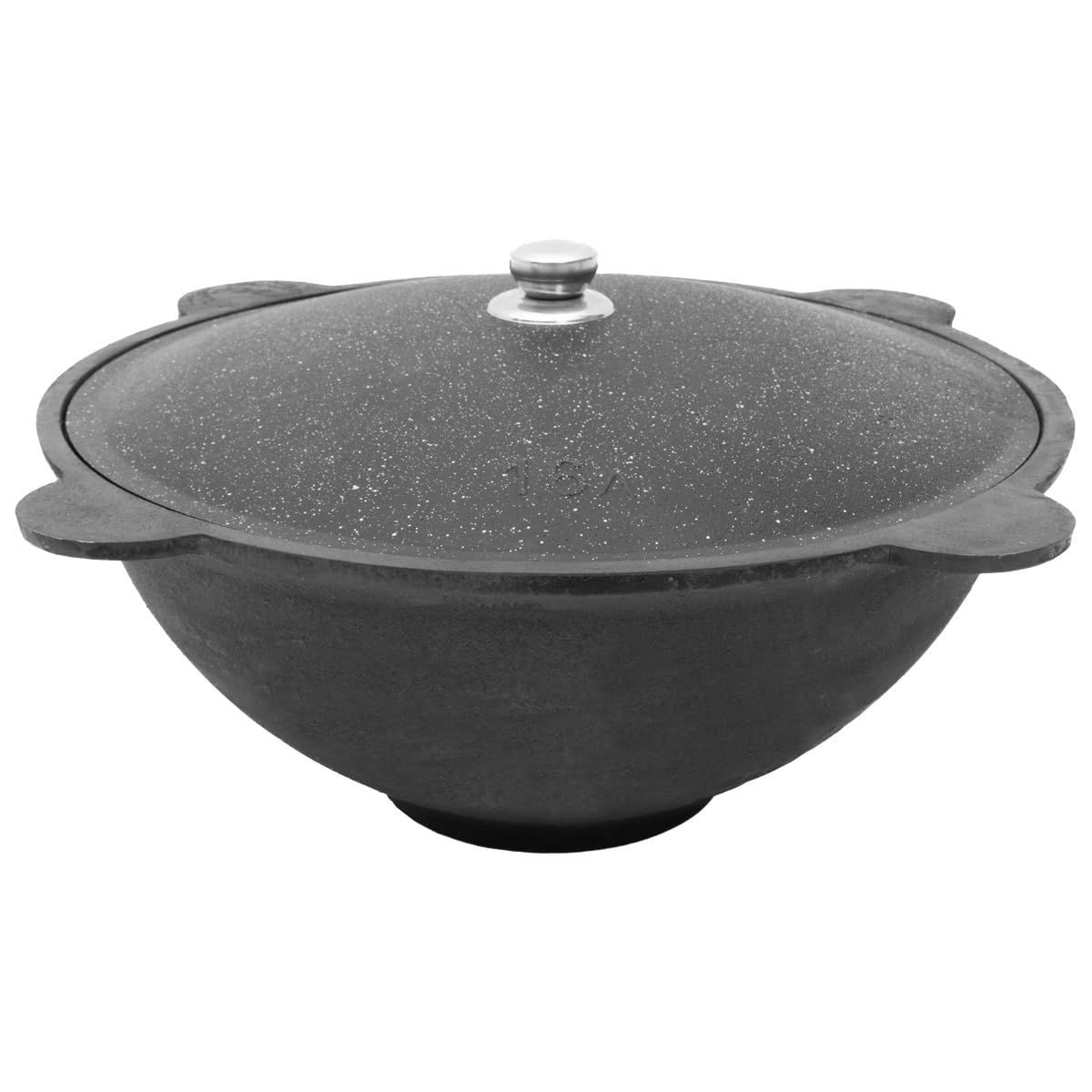 FlameFusion Kazan Topf aus Gusseisen mit Deckel, für Utschak geeignet, Outdoorküche Gulasch Kanone Kasan (10 Liter - flacher Boden)
