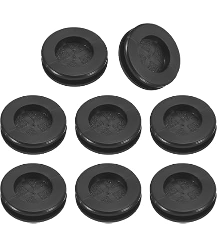 Uxcell 8Pcs Rubber Grommets - 22mm ID 27mm Drill Hole, Double Sided Firewall Hole Plugs For Electrical Wiring, Black