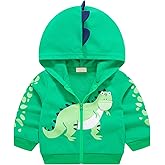 Azalquat Baby Toddler Boys Dinosaur Hooded Zip Jacket Casual Outerwear Active Sweatshirt
