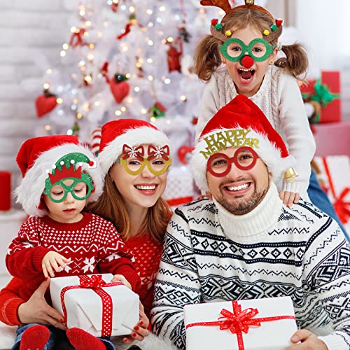HOWAF 12 Pack Novelty Christmas Glasses Glitter Party Glasses