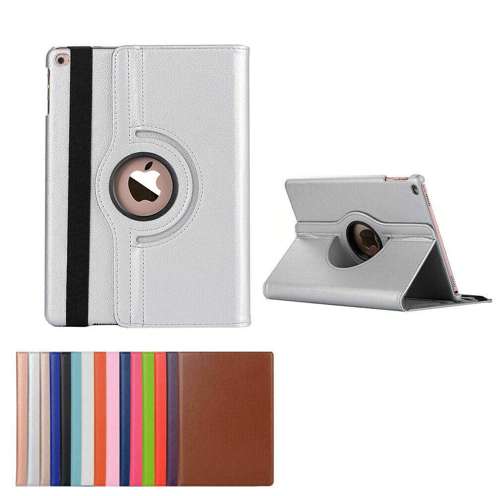 360° Rotate Stand Cover For Apple iPad Air 1 Air 2 iPad 9.7 2017/2018 5th and 6th Generation (Silver)