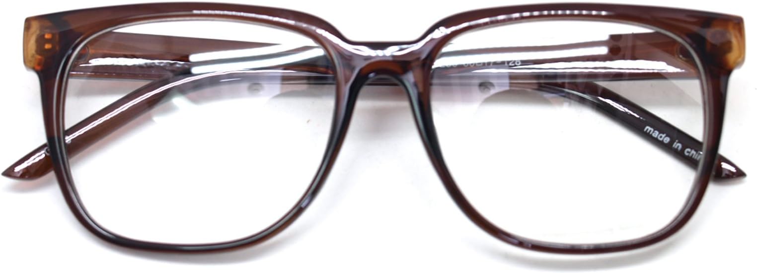 Retro Nerd Geek Oversized Framed Clear Lens Eye Glasses Spring Temple Spectacles