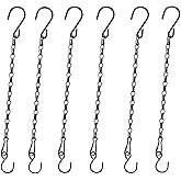 Sersberg Chain for Hanging Plants,11 Inch Black Hanging Chain, Small Hanging Basket Chain Kits with Hooks for Bird Feeder Hanging Basket Extender Porch Wind Chime (Black, 11 Inch-6PCS)