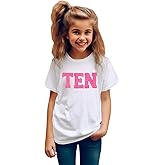 GLIGLITTR Girl Birthday Shirt 5th 6th 7th 8th 9th 10th Birthday Girl T-Shirt Kid Bday Party Outfit Embroidery Shirt Top 5-10Y