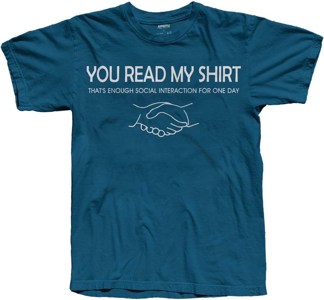 Amazing Apparel You Read My Shirt That's Enough Social Interaction T-Shirtl, Medium, Blue