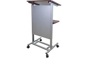 FixtureDisplays® Floor Standing Pulpit Adjustable Height Lectern Podium w/Casters, Heavy Duty Steel Frame, Rolling Podium 181