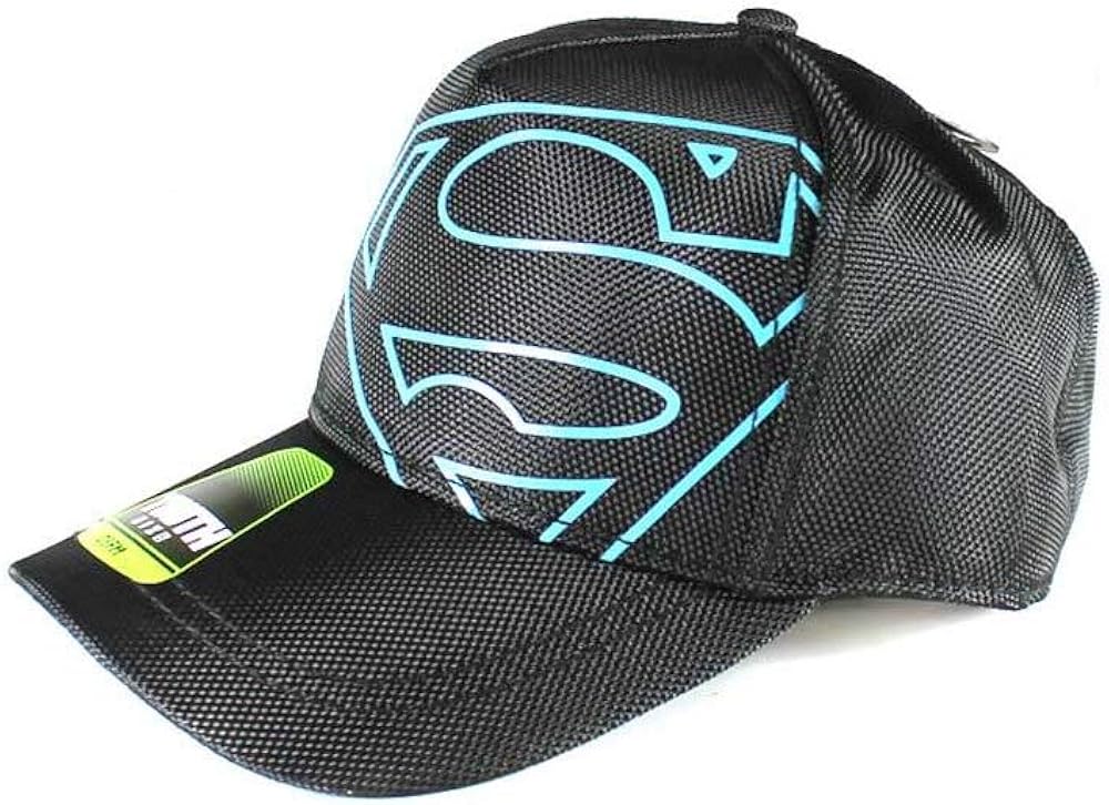 Superman DC Comics Off-Center Black Logo Youth Snapback Baseball Cap Hat: Clothing