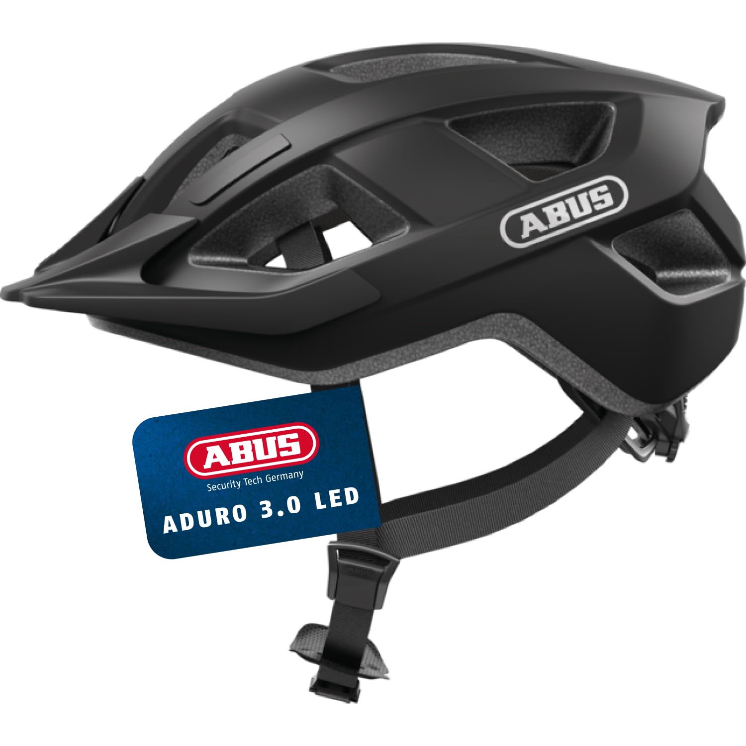 ABUS Aduro 3.0 LED Bike Helmet - sporty city Helmet in a stylish design for everyday and sporty Tours - with Rear Light - for Men and Women - Size S, black