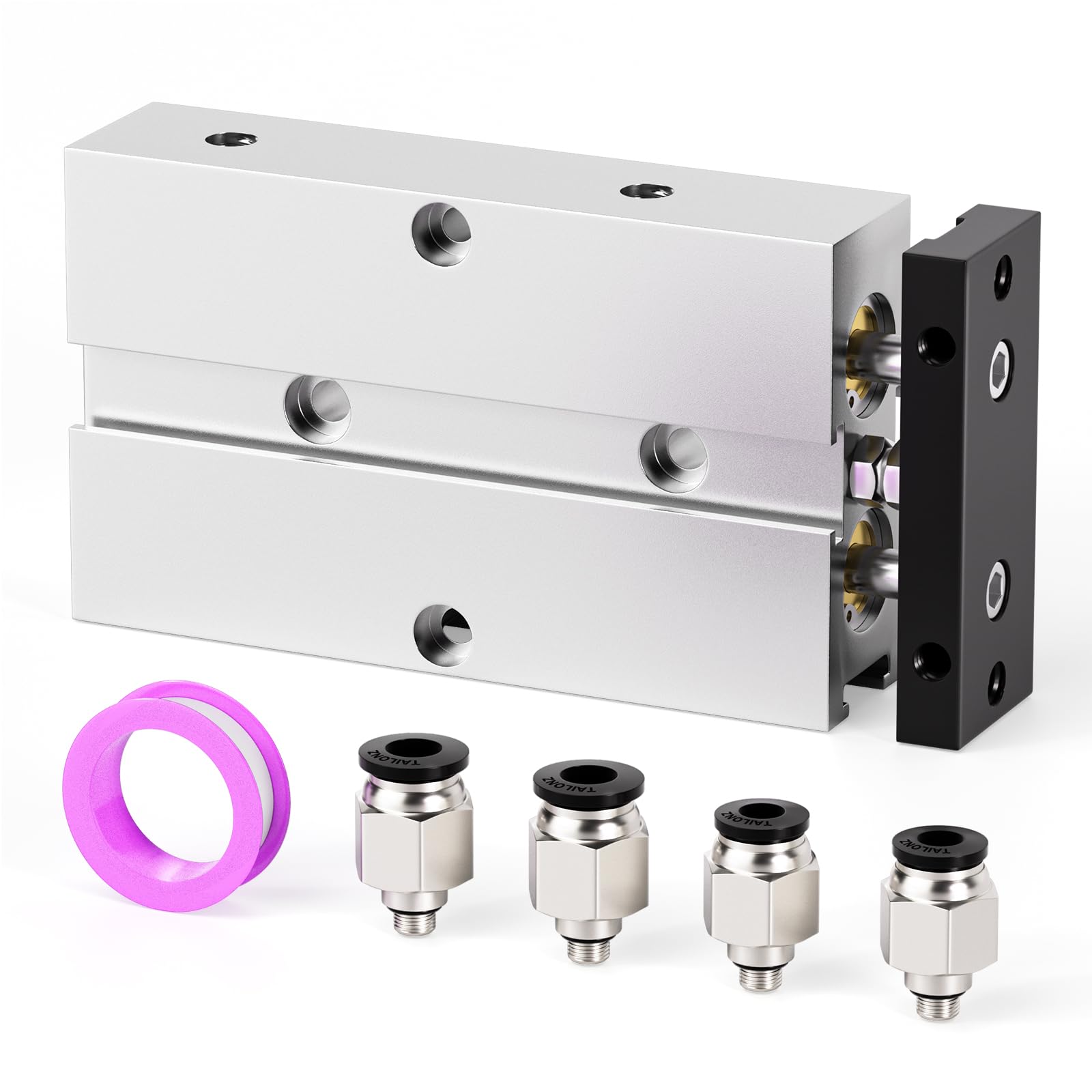 TAILONZ PNEUMATIC 10mm Bore 50mm Stroke Double-Rod Double-Acting Aluminum Pneumatic Air Cylinder TN10-50