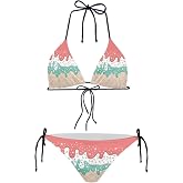 JEOCODY Women's High Waist Halter Bikini Set Two Piece Swimsuits Triangle Bikini Sets