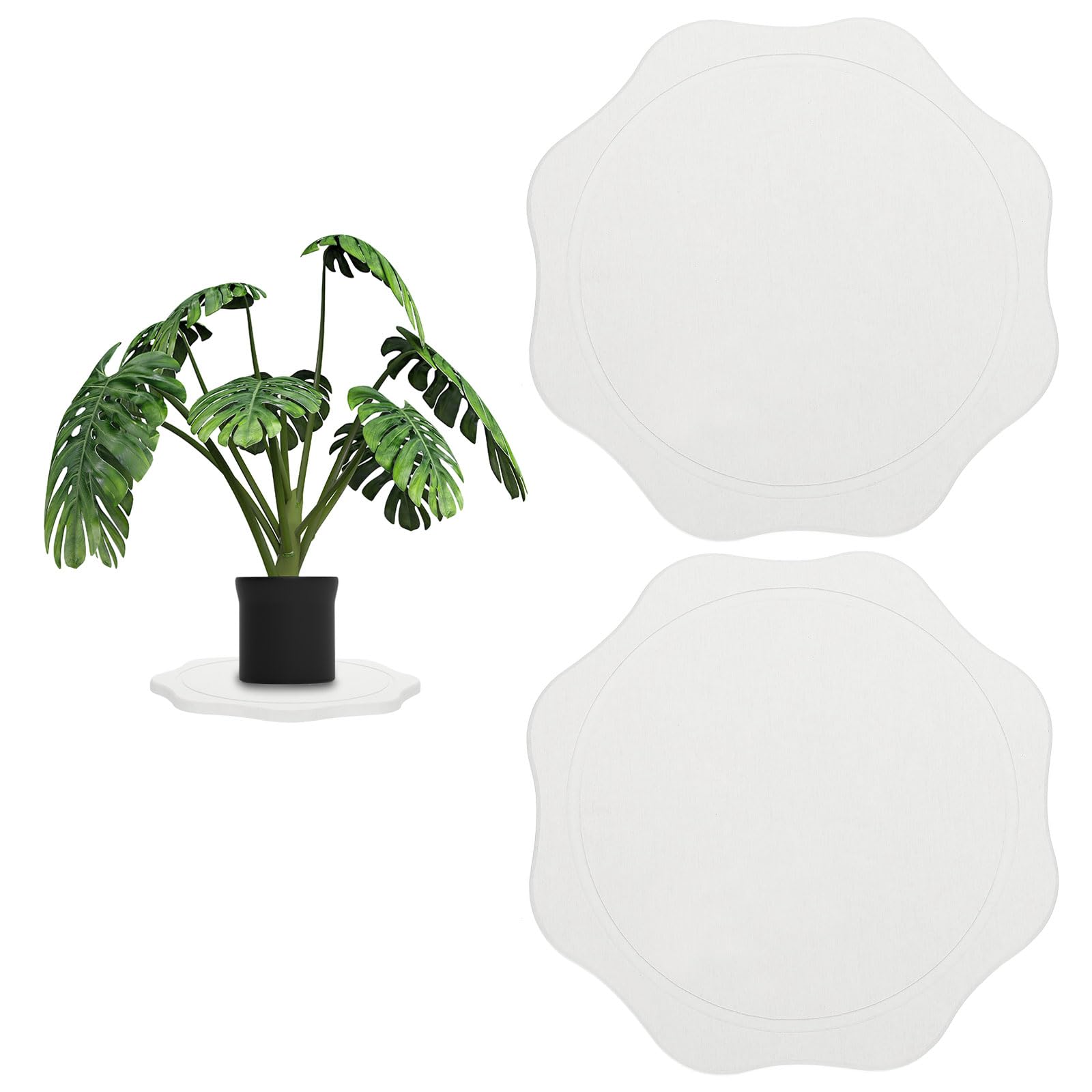 PATIKIL Flower Diatomite Drink Coasters 8Inch, 2 Pack Water Absorbent Diatomaceous Coaster Quick Dry Cup Coaster for Bathroom Kitchen Laundry Room, Ash White