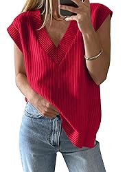 Saodimallsu Womens V Neck Sweater Vest Oversized