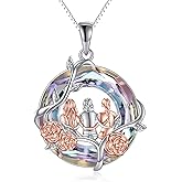 TOUPOP Sisters Gifts from Sister Necklace Sterling Silver Rose Flower with Crystal Jewelry Valentines Day Birthday Gifts for Women Best Friend Friendship