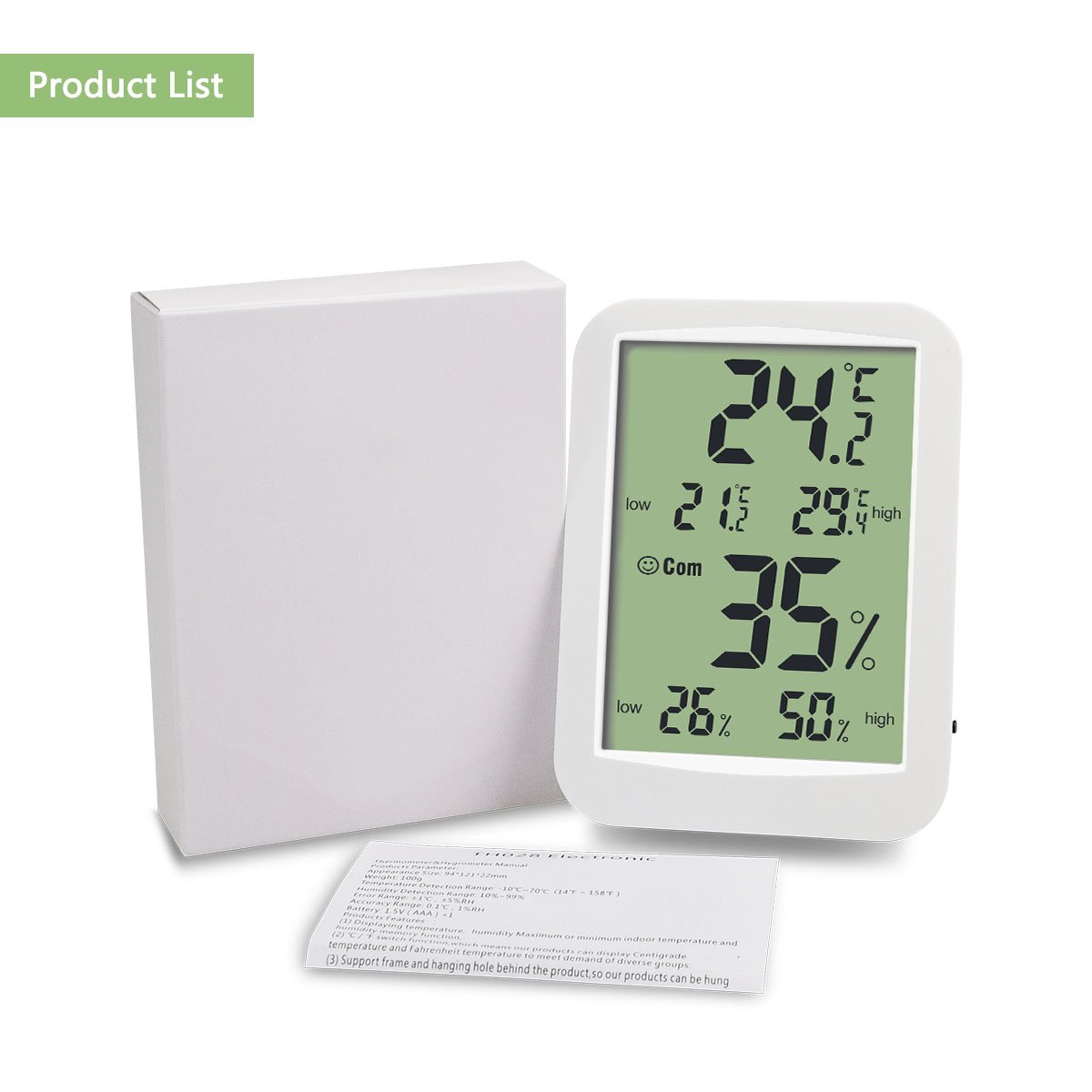 WECOME Temperature Humidity with Record Function Digital Hygrometer
