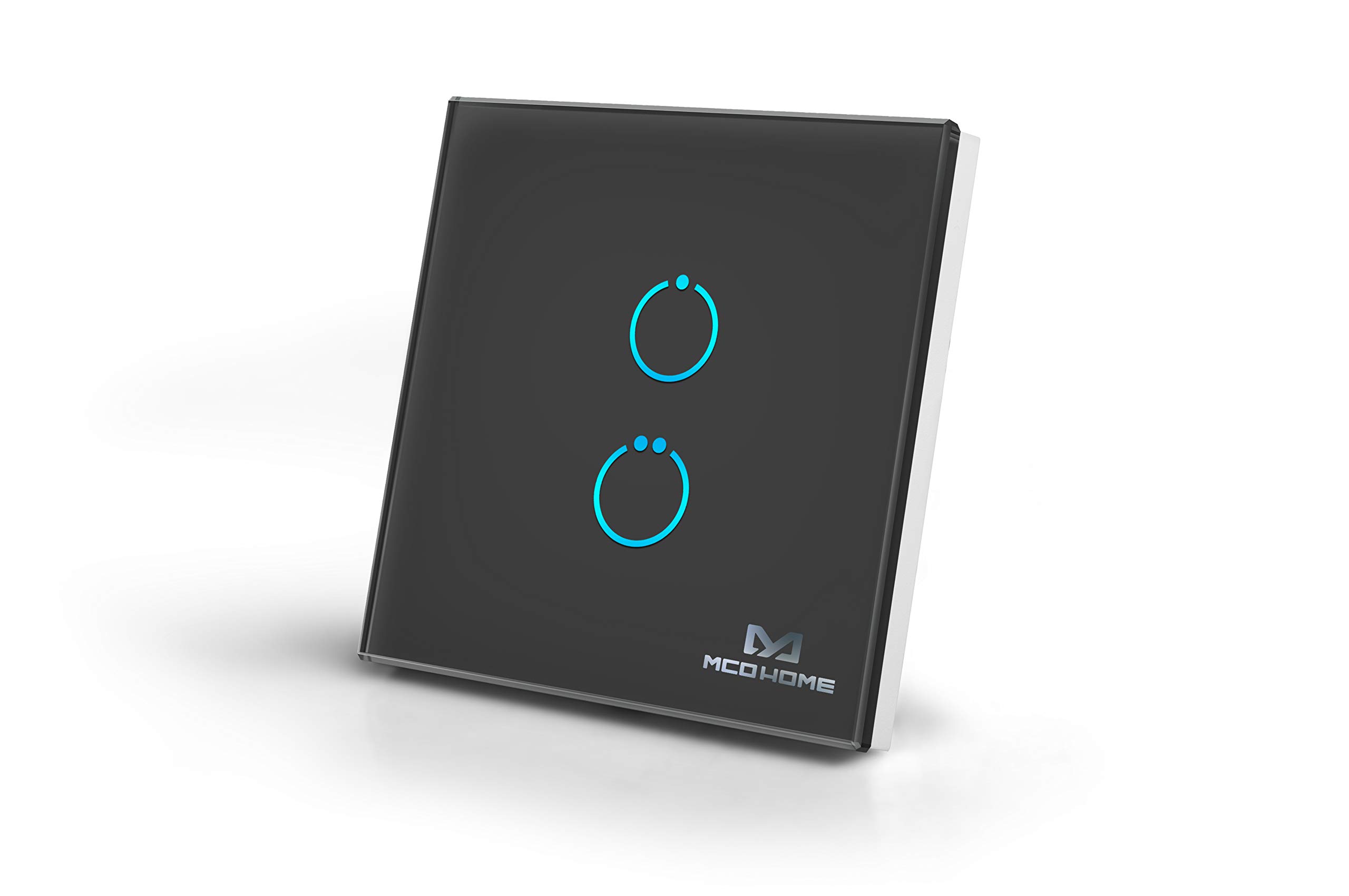 MCO Home Z-Wave Glass Touch Panel Switch, 2 relays, MH-S412, Black