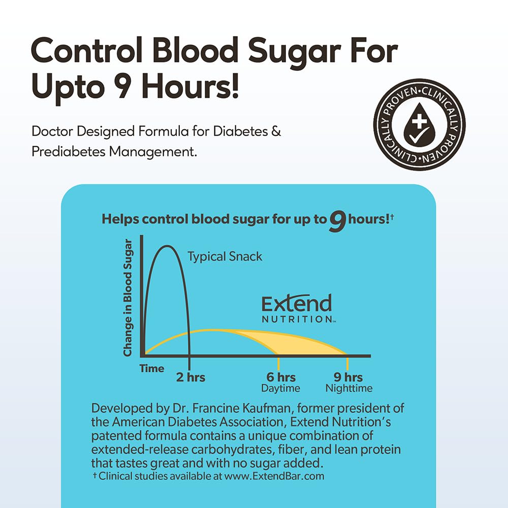 Extend Shake Powder – Diabetic High Protein Nutritional Drink for Meal Replacement, Blood Sugar Management, Weight Loss, Keto Friendly, Low Sugar, Low Carb, 10g Protein, Creamy Vanilla, 15 Servings