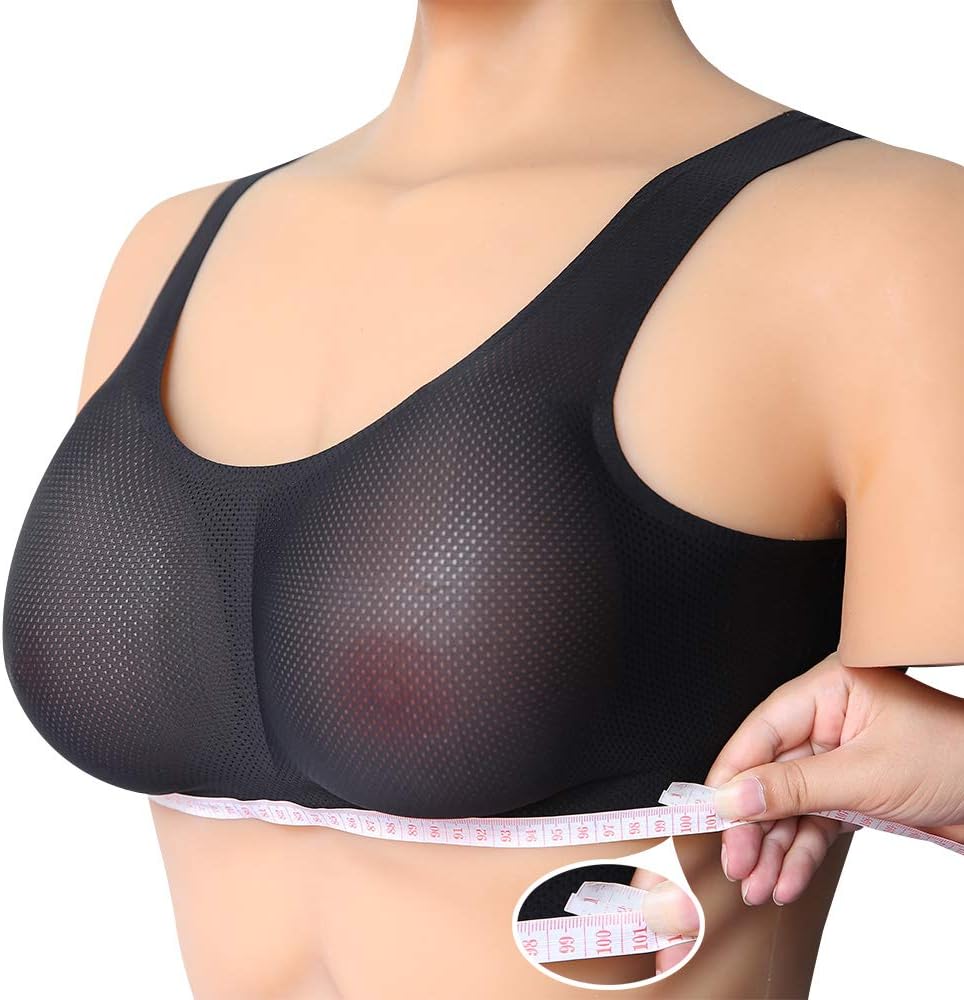 False Breasts, A-E Cup Water Drops Shape Silicone Artificial Breasts Bustiers with Underwear Suit for Crossdressers Transgender Mastectomy,L/800g/Ccup