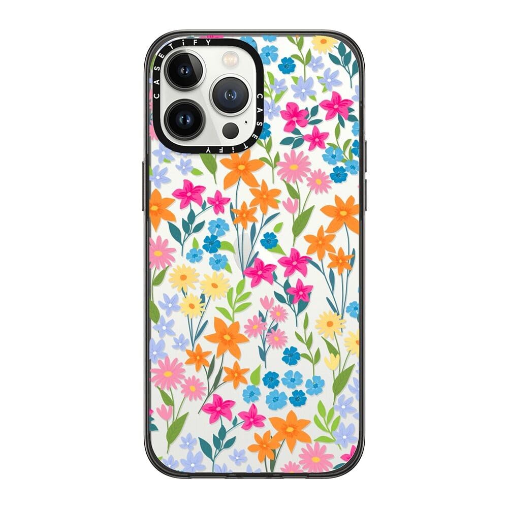 CASETiFY Compact iPhone 13 Pro Max Case [2X Military Grade Drop Tested / 4ft Drop Protection] - bright spring flowers - Clear Black — image 1