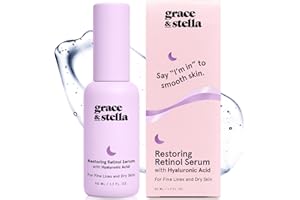 grace & stella 0.2% Retinol Serum for Face (50ml) - Restoring Retinol Serum with Hyaluronic Acid to Reduce Fine Lines, Wrinkl