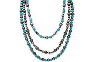 JNF Multi strand Navajo Pearl Necklace Layer Navajo Pearls Western Jewelry for Women Boho Vintage Choker Turquoise Necklaces