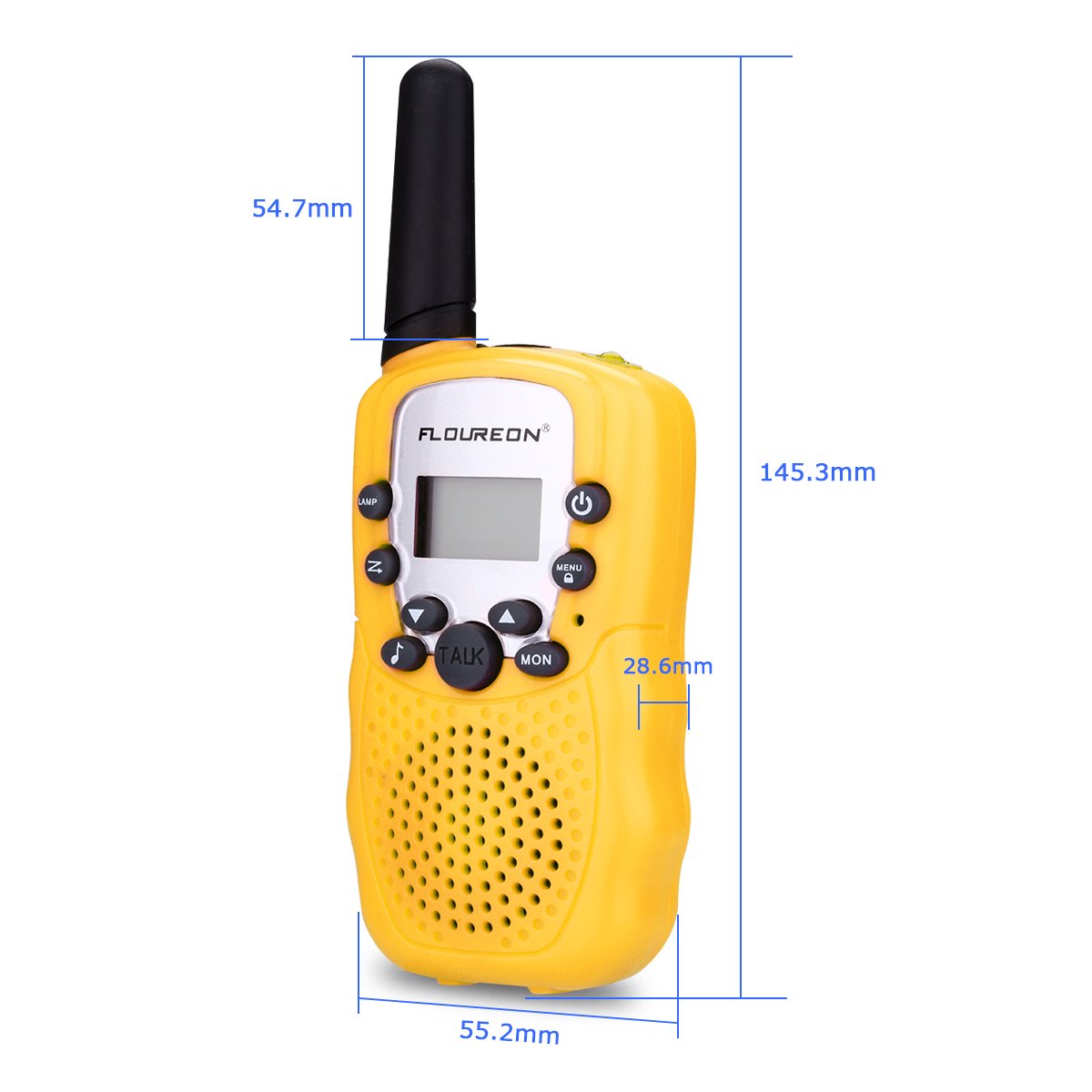FLOUREON Kids Toy Walkie Talkies Two Way Radios Walky Talky 22 Channel Long Range UHF Handheld Outdoor Kids Toy Cellphone for Children Day/Birthday (Yellow x 4)
