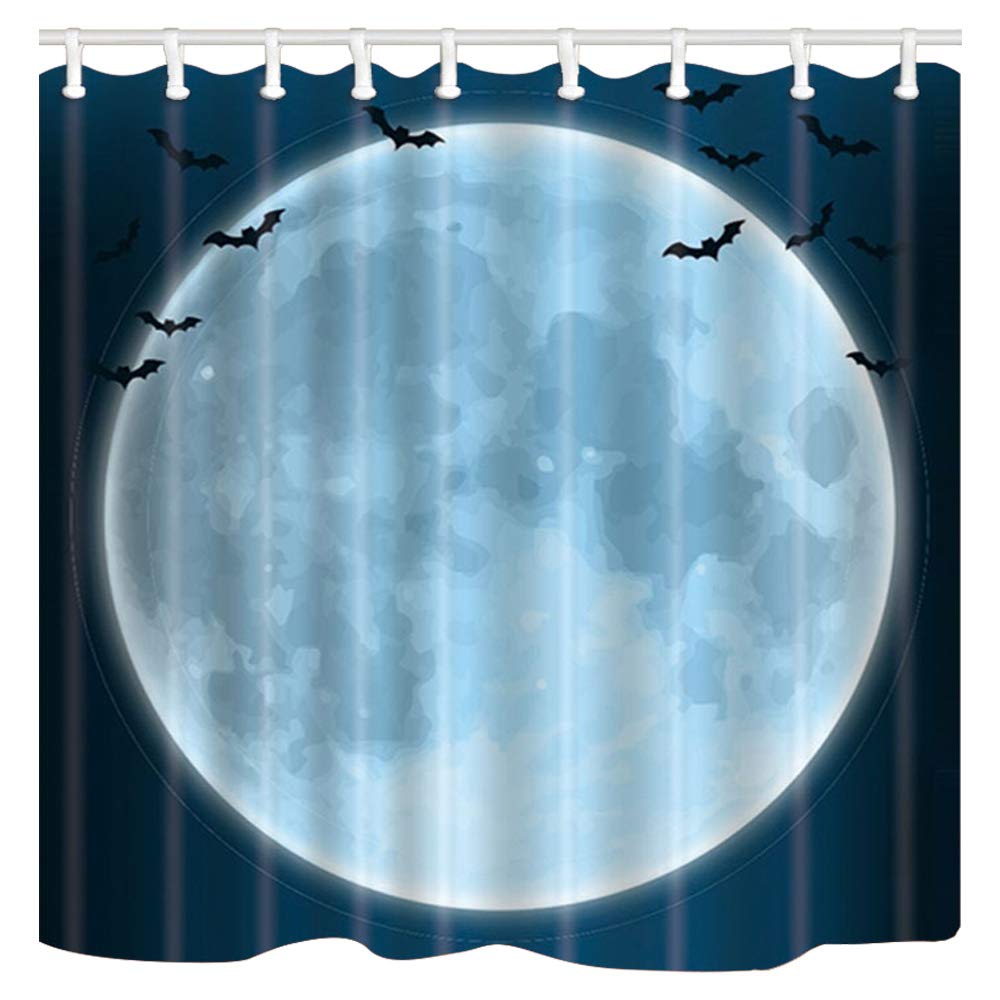 High Quality Fast Shipping Chuami Polyester Fabric 69 X 70 Inches Halloween Shower Curtain Set With Hooks Mildew Resistant Waterproof Bath Decoration Curtain Suit With 40 X 60cm Non Slip Floor Mat