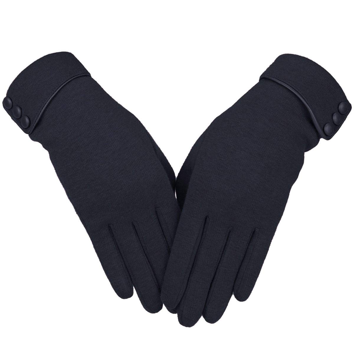 A-Rainbow Black Winter Warm Touch Screen Gloves for Women Lined Thick Texting Fleece Mittens