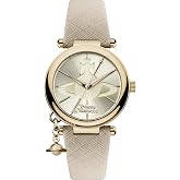 Vivienne Westwood Women's Orb Pop Quartz Analogue Display Watch, Gold/Off-White, Fashionable
