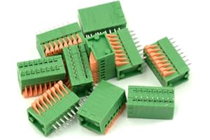 Hxchen 10Pcs KF141V 16P(2 x 8Pin) 2.54mm Pitch Spring Type PCB Terminal Blocks Connector Green