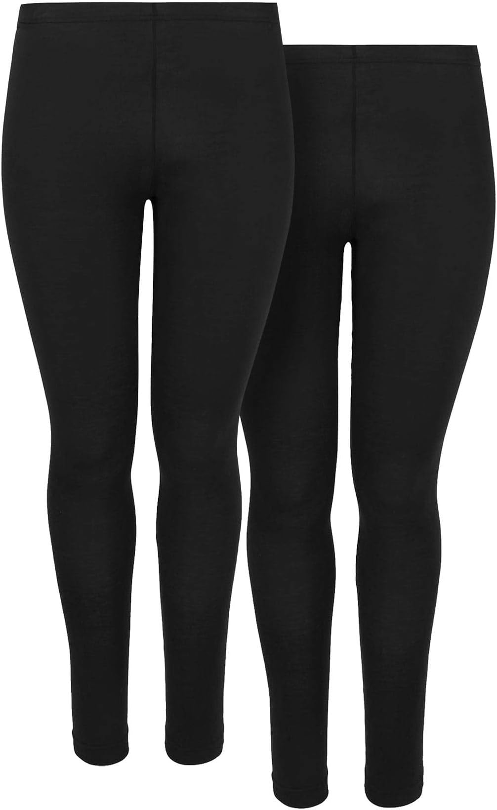 2 Pack Black Cotton Essential Leggings - Women's - Plus Size Curve